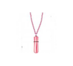  Power Bullet Mini Vibe Necklace With Beaded Chain Waterproof Pink 